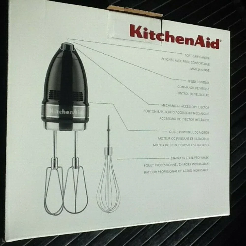 brand new BLACK KitchenAid Soft Start 7-Speed Hand Mixer - Model KHM7210OB
